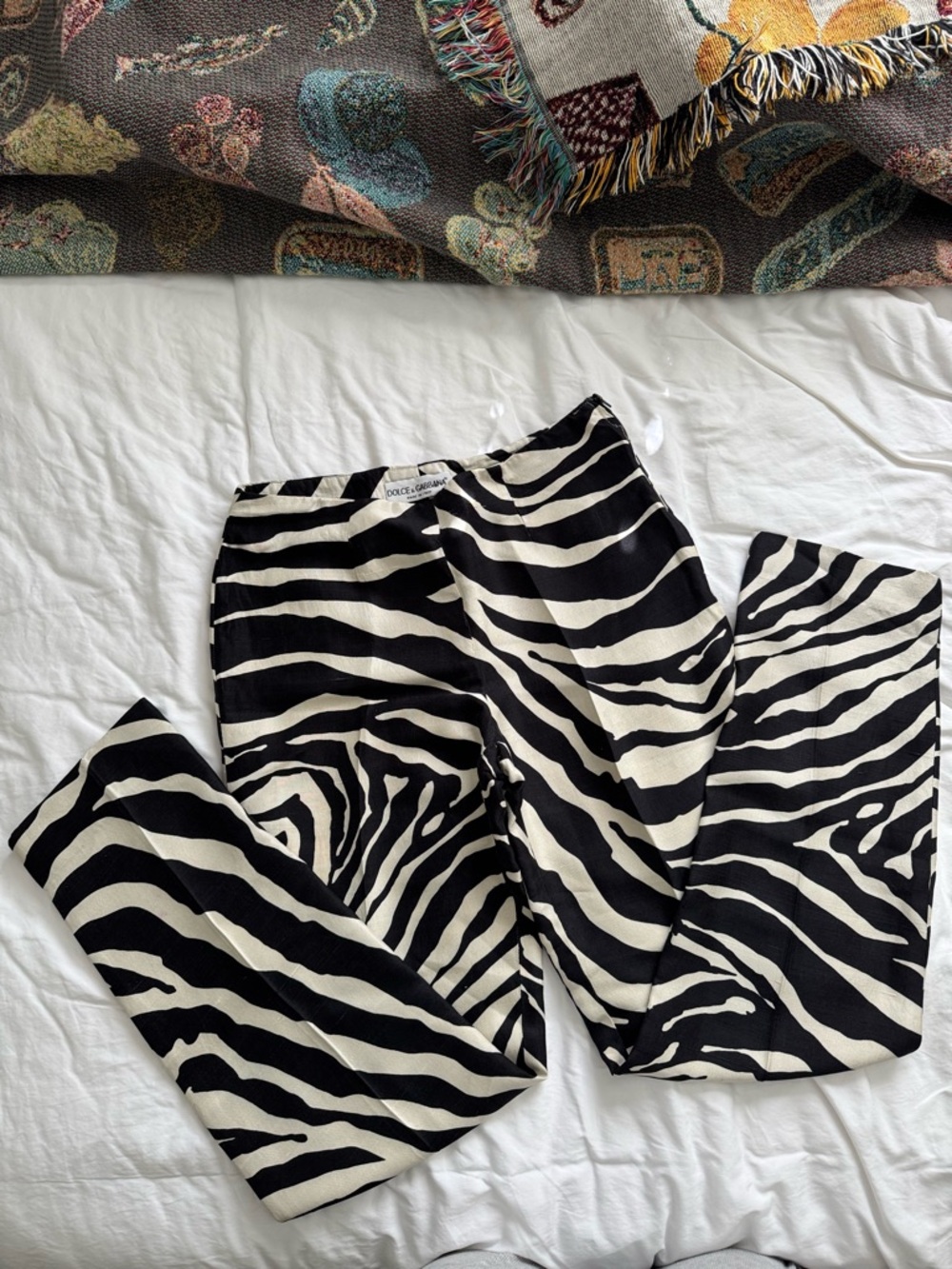 Dolce & Gabbana Black & White Zebra-Pattern Pants